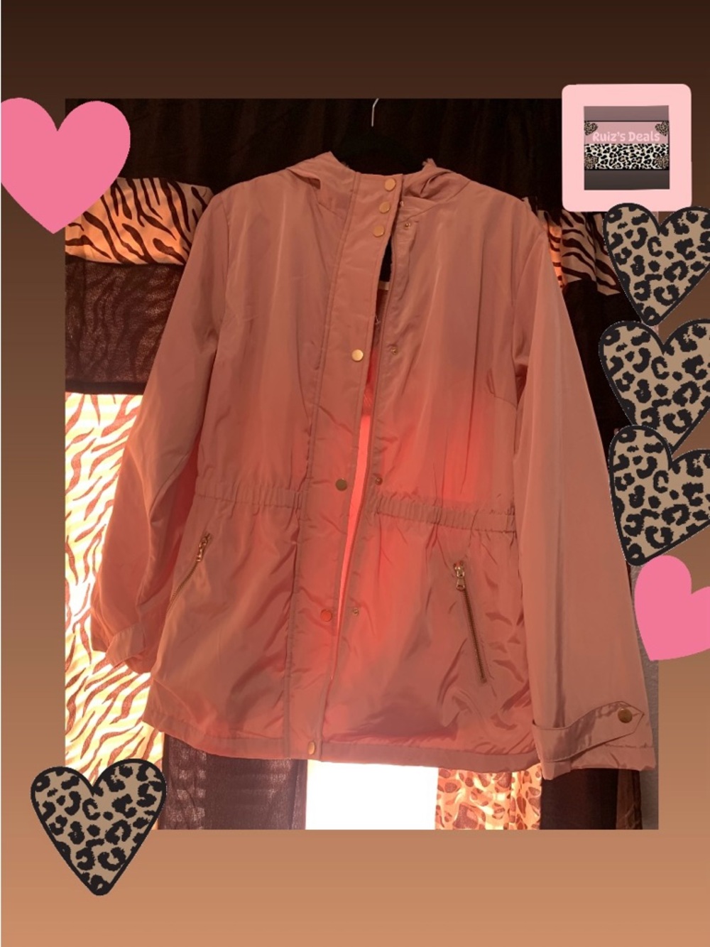 Cavalini Mauve Blush Pink Hooded Utility Jacket with Zip Pockets - Picture 2 of 6